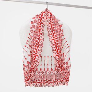 Issey Miyake Pleats Please White Embroidered Shawl